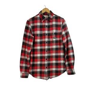 Polo Ralph Lauren Denim & Supply Y2K Mens Plaid Cotton Flannel Shirt Red Black S